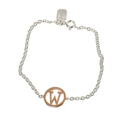 Single initial bracelet, personalized silver and rose gold bracelet