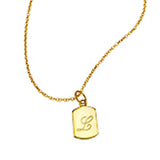 gold Initial Necklace, engraved initial necklace, script necklace